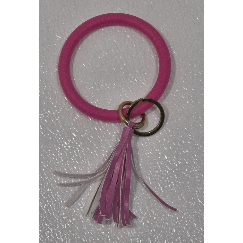 Pink Silicone Ring Key Chain Wristlet Bangle Style Key Holder Flexible Pink